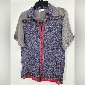 Raga Man Short Sleeve Button Up Shirt Paisley Size M NWT
